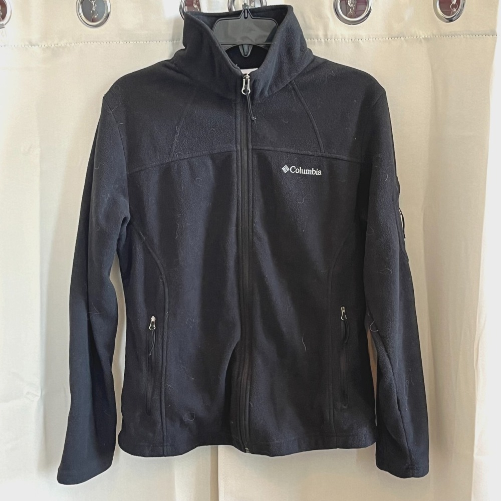 Columbia Womens Fleece Jacket Large Black Full Zip Outdoor Hiking Gorpcore 16896